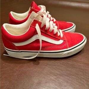Red Canvas Sneakers with White Accents